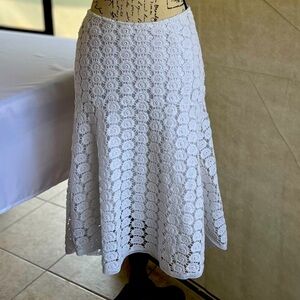 White House Black Market- White Lined Crochet Skirt